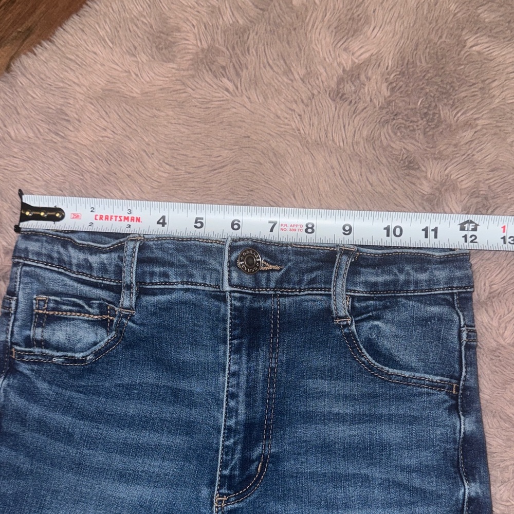 Garage Dark Blue Distressed Denim Ankle Jeans Fitted Skinny Blue Jean Pants sz 0 - Picture 8 of 10